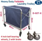 TCS NEW Foldable Linen Housekeeping S/ Steel Trolley Cart w/ Ball Bearing Wheels