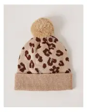 [Milkshake] Leopard Printed Beanie in Light Brown