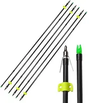 6/12 Pcs 30 Inch Archery Fiberglass Bowfishing Arrows Bow Fishing Hunting Arrows with Replaceable Broadheads and Safety Slides for Outdoor Hunting Shooting