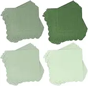 Whaline 200 Pack Green Cocktail Napkins Sage Green Gradient Color Paper Napkins with Scalloped Edges Thick Disposable Luncheon Napkins for Table Decoration Party Supplies,5 x 5 Inch