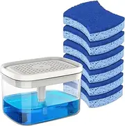 MR.SIGA Dish Soap Dispenser with Sponge Holder and Scrub Sponge Set, Kitchen Soap Dispenser with 30 oz Large Capacity, 6 Pack Dish Sponges Included