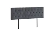 Linen Fabric King Bed Deluxe Headboard Bedhead - Grey