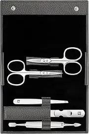 ZWILLING 5 Piece Cowhide Leather Manicure Set with Press Stud Anthracite