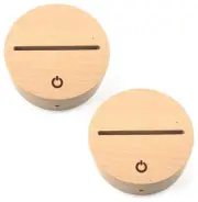 Wood 3D LED Lamp Base with USB or Battery and Touch control (2 Pack)