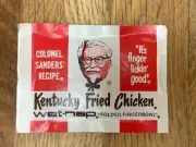1970's, Kentucky Fried Chicken KFC NOS Vintage Wet-Nap Napkin Colonel Sanders