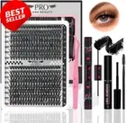 Lash Extension Kit 300pcs, Clusters, Bond, Remover, Tweezer, DIY Set