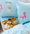 Flamingo pink blue Cotton bedding Queen size bed Sheet Duvet Cover 2 Pillowcases