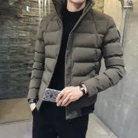 在飛比找蝦皮購物優惠-冬季新款潮流貼標立領防風外套 青年男士韓版加厚保暖棉服 休閒