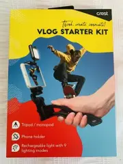CREST VLOG STARTER KIT (CVLKIT) -(Tripod, Monopod, Phone Holder, Light) NEW.