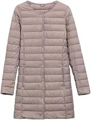 [Generic] Women Ultra Light Down Jacket Long Duck Down Lightweight Warm Slim Portable Coats