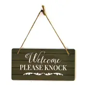 Welcome Please Knock 5x10 Hanging Wall or Door Sign | Family Home Decor