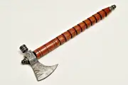 Custom Handmade Damascus Steel Axe Tomahawk Tactical Hunting Hatchet With Sheath