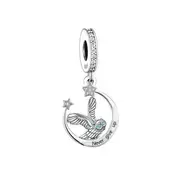 SOLID Sterling Silver Never Give Up Night Owl Moon Charm Pendant - AVILIA Designs