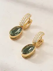 [Marla Aaron] Marla Aaron - 18-karat Gold Diamond, Prasiolite And Malachite Earrings - One size One size Gold