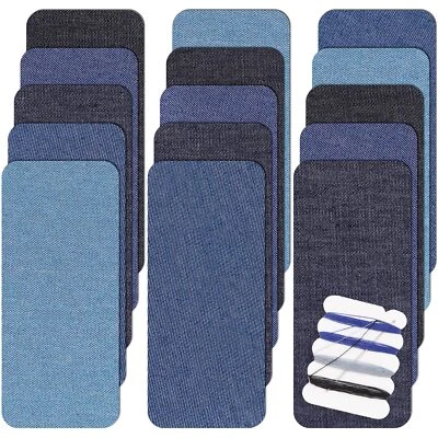 Iron on Patches for Clothes 15 PCS Iron on Patches for Jeans 5 Shades Denim P...