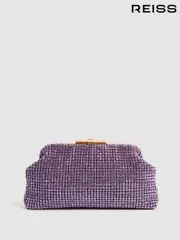 Reiss Mid Purple Adaline Embellished Clutch Bag (D50981) | $255