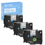 3PK Compatible with Brother P-Touch TZ141 Tze141 Black on Clear Label Tape 18mm