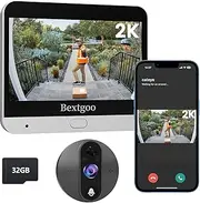 2K Video Peephole Doorbell Camera with 32GB Memory Card, Bextgoo Door Viewer with 4.3" Color Monitor, 8000mAh Battery, 170° Wide View, PIR Motion Detection, Night Vision