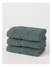 [Vue] Combed Cotton Rib 3pk Face Washer in Seapine