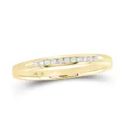 14kt Yellow Gold Womens Machine Set Round Diamond Wedding Channel Band 1/10