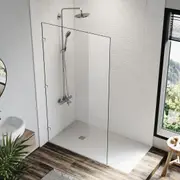 ELEGANT Frameless Shower Screen 10mm Tempered Toughed Glass Walk In Bathroom Fixed Panel Hardware Colour Sliver 1100x2000mm