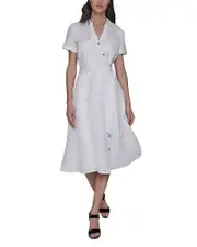 Karl Lagerfeld Paris Faux Wrap Midi Dress