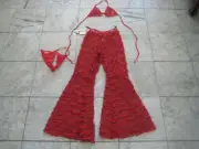 New 3pc RED C thru belly cari Bra / Thong size S very sexy FREE S&H RARE !!!