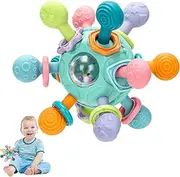 Montessori Sensory Teether Toy for Babies – 6-in-1 Teething & Learning Toy Set, BPA-Free Silicone Sensory Toys for Infants 36+ Months, Soft Chew Toys for Soothing Gums & Early Development (Blue)