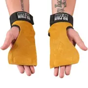 Durable Cowhide Leather Fingerless Gymnastic Pull Up Hand Grips Weight Lifting