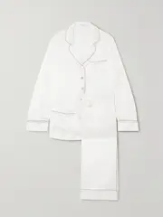 [Olivia von Halle] Olivia von Halle - Coco Silk-satin Pajama Set - Ivory - small small Ivory