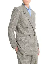 Vince Plaid Double Breasted Blazer