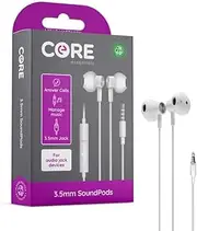 [CORE ESSENTIALS] SoundPods Wired Earphones 3.5mm jack | Microphone and Volume Control | Compatible with most Media Tablets, Portable DVD Players, Audio Players | Clear and Balanced Sound