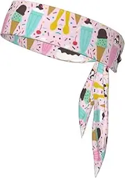 Sweet Ice Cream Sports Strap Double-Sided Headscarf Men's Bow Tie Sports Headscarf Running Yoga Exercise Headband