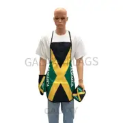 Jamaica Flag Kitchen & BBQ 3pc Set w/Apron Oven Mitt Potholder Jamaica Flag
