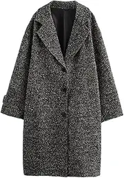 [Generic] Women's Winter Loose Drop Shoulder Single-Breasted Twill Coat Jacket