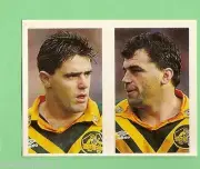 1993 SELECT RUGBY LEAGUE STICKER #131 DAVID GILLESPIE & BRAD FITTLER, KANGAROOS