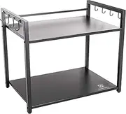 [DECOWORLD] Metal Microwave Stand || Microwave & OTG Stand for Kitchen Counter|| Double Platform for Extra Storage with Hooks|| Kitchen Oven Rack(Black, Tiered Shelf)