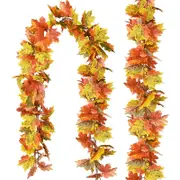 Catzon 2 Pcs 1.8m Autumn Garlands Maple Leaf for Thanksgiving Decor-Light Green