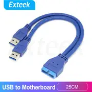 25CM Dual Port USB3.0 A Male to Motherboard Mainboard 20Pin Cable Adapter 19 Pin