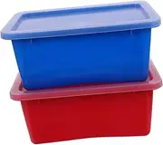 MUELODSIC 2pcs Colored Plastic Storage Containers with Lids Stackable Bins for Playroom and Classroom Organization Lid for Easy Identification Capacity Storage
