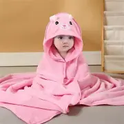 Baby Bath Towel Animal Hooded Soft Towel Pink Towel 80*80cm For Bathroom Decor