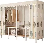 Portable Closet Wardrobe,Steel Tube Clothes Storage Organizer,Freestanding Coat Storage Garment Racks,for Bedroom Free Standing Clothes Rack with Cover(Color 3,130 X 50 X 171cm)