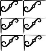 (6) ea National Mfg. N229-393 5" x 3-1/2" Ornamental Black Shelf Brackets