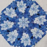 16 9.5" Blue Poinsettia #2 Stack 'n Whack Quilt Blocks Kaleidoscope