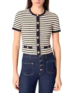 Maje Cropped Rib Knit Cardigan