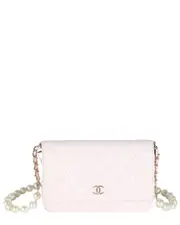Chanel Pink Quilted Lambskin Pearl Wallet On Chain (Authentic Pre-Loved)