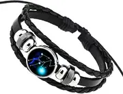 [VPbao] PU Leather Bracelet 12 Constellations Adjustable Bangle