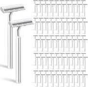 100 Pieces Disposable Razors Bulk for Women Individually Wrapped Twin Blades Shaving Razor Women Razors for Shaving Safety Hotel Guest House Travel Home Use Portable, White