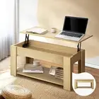Oikiture Coffee Table with Lift Up Top and Storage Space, Wooden Side Table B...