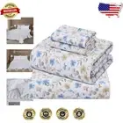 California King Percale Sheet Set - 100% Cotton, Deep Pockets, Floral Design